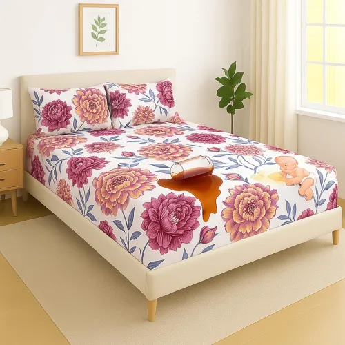 Image of VAS COLLECTIONS Waterproof Fitted Bedsheet King Size