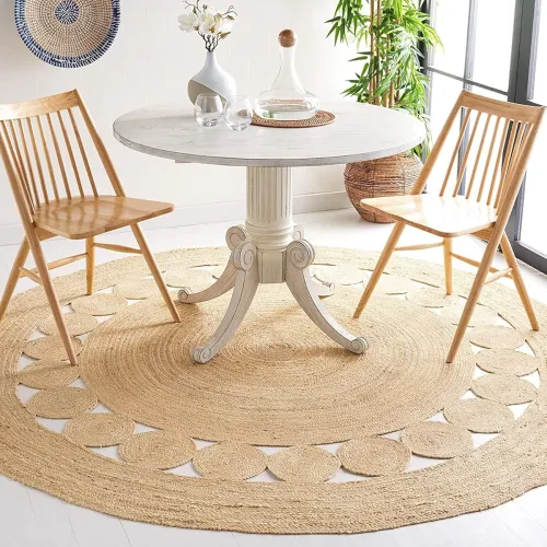 Image of vasac Rounds Jute Carpet (2x2 ft, Jute Tikki Border)