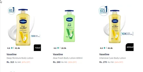 Image of Vaseline Body Lotion Minimum 65% Discount
