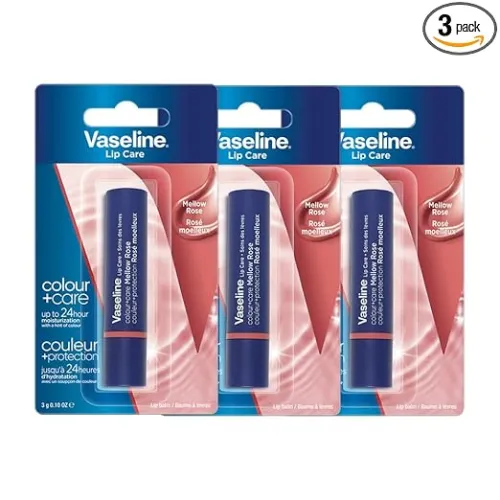 Image of Vaseline Colour+Care Mellow Rose Tinted Lip Balm (Pack of 3)