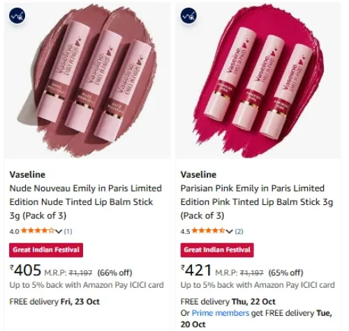 Image of Vaseline Lip Care at minimum 66% Discount
