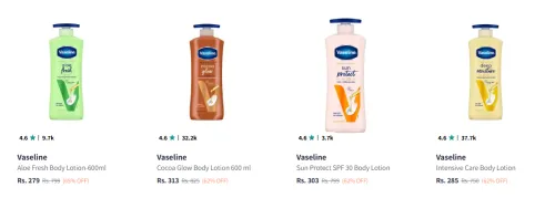 Image of Vaseline Products upto 65% Discount
