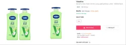 Vaseline Set Of 2 Aloe Fresh 24 Hrs Long Lasting Body Lotion - 600ml Each