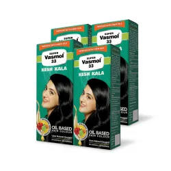 Vasmol Super 33 Kesh Kala Black Hair Colour, 75ml (Pack of 4)
