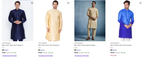 Image of Vastramay Men's Kurtas at minimum 70% Discount