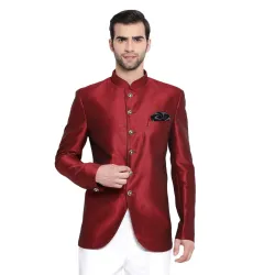 VASTRAMAY mens Vastramay Mens Maroon Silk Blend Jodhpuri