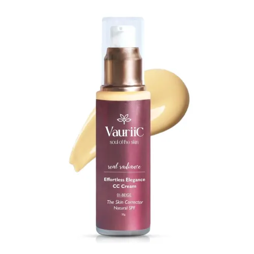 Image of VauriiC Effortless Elegance CC Cream 50gm with Natural SPF, Conceals Dark Spots, Blemishes & Skin Colour Corrector for D