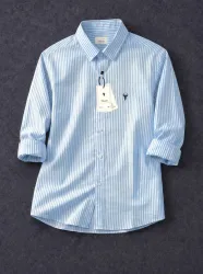 VD Looks Men Regular Fit Striped Spread Collar Casual Shirt