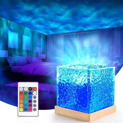 Desidiya® Projector Lights Ocean Wave, Romantic Warm Ocean Wave Water Night Light Projector 3D Water Wave Effect, Romantic LED Light Projector Projection Lamps Crystal Table Lamp for Bedroom...