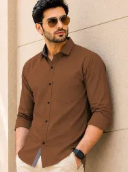 VeBNoR Men Regular Fit Solid Spread Collar Casual Shirt