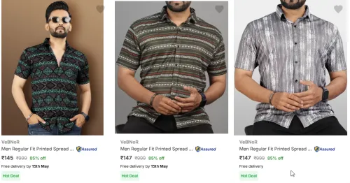 Image of VeBNoR Men's Collar Casual Shirt at Minimum 80% Discount 