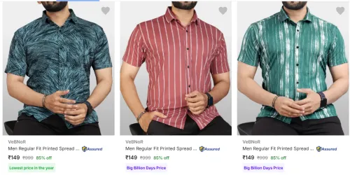 Image of Vebnor Men's Shirts upto 85% Discount | Starting at ₹149