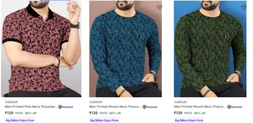 Image of Vebnor Men's T Shirts at minimum 83% Discount