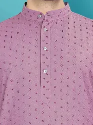 VeBNoR Self Design Jacquard Straight Kurta for Men (Purple)