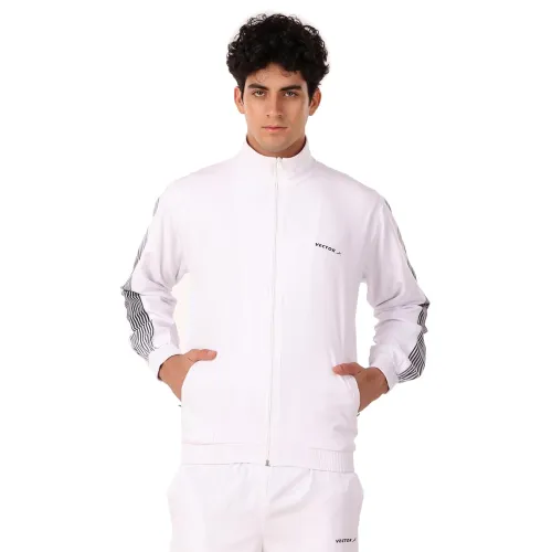 Image of Vector X Frontier Men's Sports/Gym/Winter Wear Flat Zipper Collar Jacket (White, Size-XL)