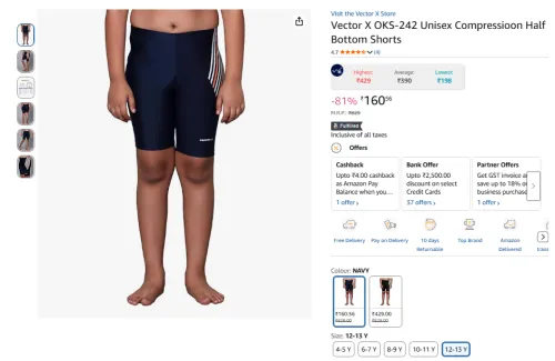 Image of Vector X OKS-242 Unisex Compressioon Half Bottom Shorts