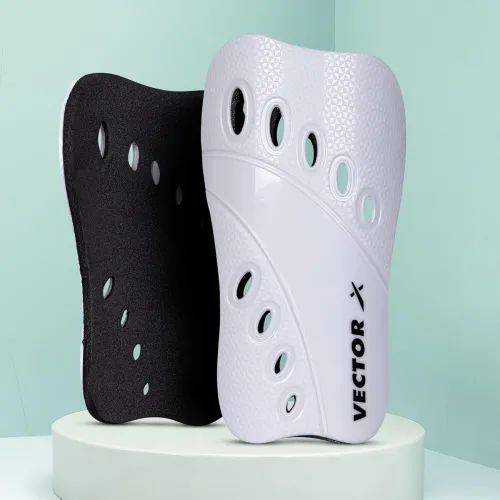 Image of Vector X V2 Football Shin Guard | Lightweight & Durable (M, White)