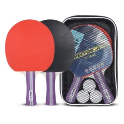 Vector X Octane Table Tennis Playset (2 Racquets & 3 Balls) (White Ball) Table Tennis Racquet and T.T Balls Set (Multi-Color)