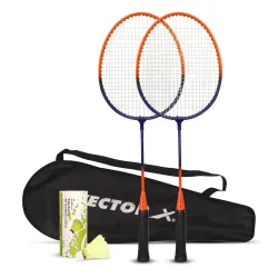 Vector X VXB-580 Badminton Racquet Set of 2 with Full Badminton Cover and Pack of 3 Shuttle Cocks