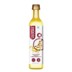 Amazon Brand - Vedaka Cold Pressed Groundnut (Peanut) Oil | 500 ml | Cooking Oil | Pure & Unrefined | Contains MUFA & Omega -6 | Contains Antioxidants | Rich Aroma & Flavour Of Groundnuts