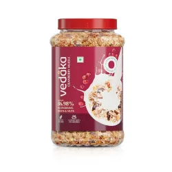 Amazon Brand - Vedaka Cranberry Muesli 1 kg Jar | Contains 86.98% Dry Fruits, Nuts and Multigrains | Loaded with Cranber