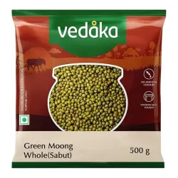 Amazon Brand - Vedaka Popular Unpolished Green Moong Whole (Sabut), 500 g | Naturally Rich in Protein | Naturally Cholesterol free