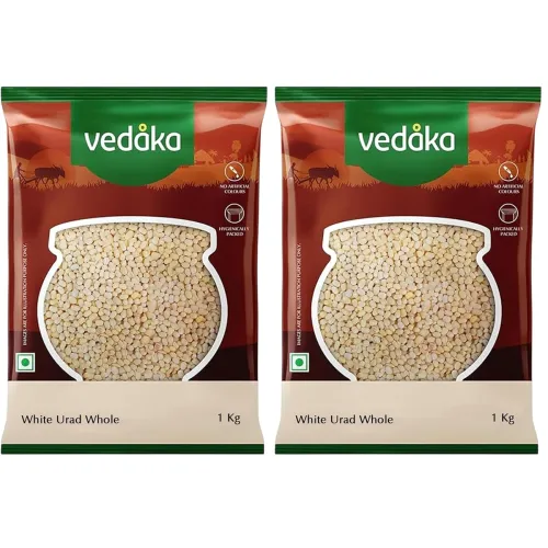Image of Vedaka Premium White Urad Whole, 1kg (Pack of 2)