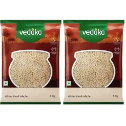 Vedaka Premium White Urad Whole, 1kg (Pack of 2)
