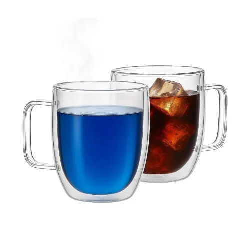 Image of Vedic Tatva Double Wall Glass Cup (260ml, Pack of 2)