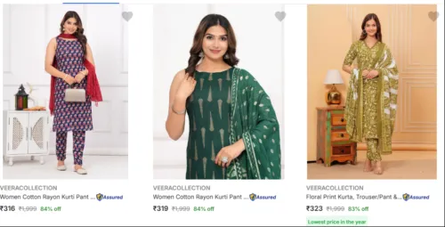 Image of Veeracollection Womens Ethnic Sets Upto 85% Discount