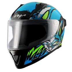 Vega Bolt Bunny Black Neon Blue Helmet