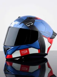 VEGA Bolt Marvel Captain America Motorbike Helmet (Dull Blue Red White)