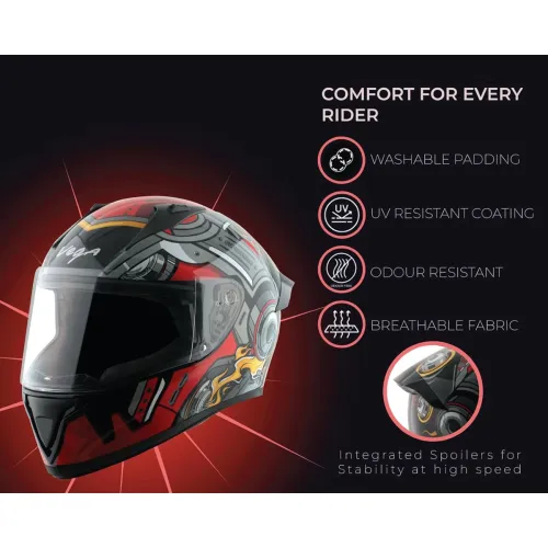 Image of Vega Bolt Superhero ISI Certified Full Face Motorcycle Helmet with Impact Resistant ABS Shell High Density EPS Liner Scr