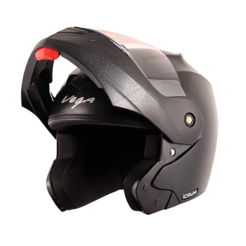 Image of Vega Crux ISI Certified Flip-Up Helmet for Men and Women with Clear Visor(Black, Size:L)