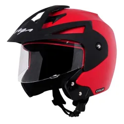 Vega Crux ISI Certified Flip-Up Helmet with Clear Visor(Red, Size:L)