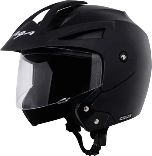 Image of VEGA Crux Open Face Motorbike Helmet (Black)