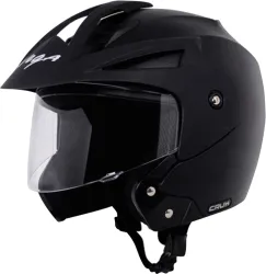 VEGA Crux Open Face Motorbike Helmet (Black)