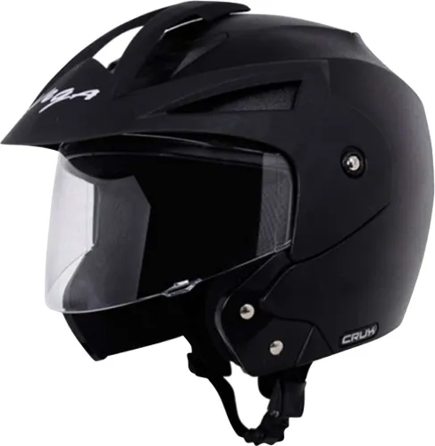 Image of VEGA Crux Open Face Motorbike Helmet (Black)