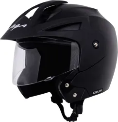 VEGA Crux Open Face Motorbike Helmet (Black)