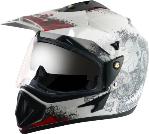 Image of VEGA Off Road D/V Gangster Motorbike Helmet (White Red)