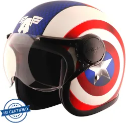 VEGA Jet Marvel Captain America Edition Motorbike Helmet (Dull White Red)
