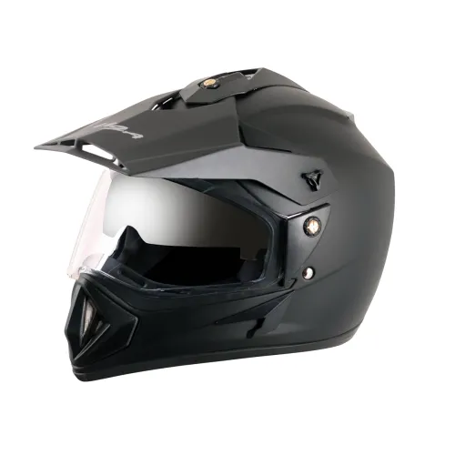 Image of Vega Off Road ISI Certified Matt Finish Full Face Dual Visor with Peak Helmet for Men and Women Outer Clear Visor and In