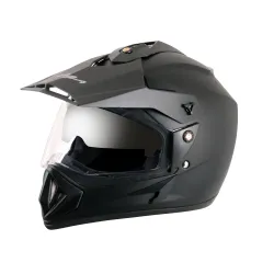 Vega Off Road ISI Certified Matt Finish Full Face Dual Visor with Peak Helmet for Men and Women Outer Clear Visor and In