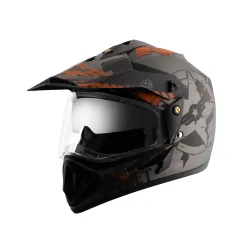 Vega Off Road Secret ISI Certified Matt Finish Full Face Dual Visor with Peak Helmet for Men and Women Outer Clear Visor