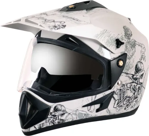 Image of VEGA Off Road D/V Sketch Motorbike Helmet (White Silver)