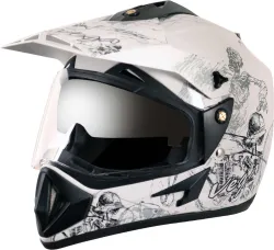 VEGA Off Road D/V Sketch Motorbike Helmet (White Silver)