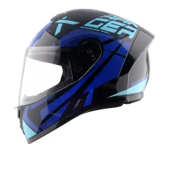Vega Ranger DX Revenge Full Face Riding Helmet with Lightweight Shell, Comfortable Liner, Shock Absorbing Interior, Ventilated Fit, Aerodynamic Build, and Modern Black Blue Styling Black Blu...