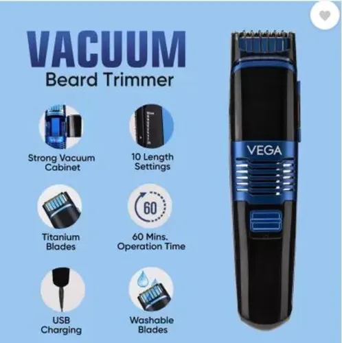 Image of VEGA Smart Series Vacuum Beard Trimmer 60 min Runtime 10 Length Settings 