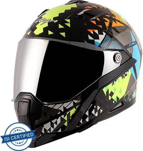 Image of VEGA Storm Atomic Motorbike Helmet  (Black, Neon Yellow)