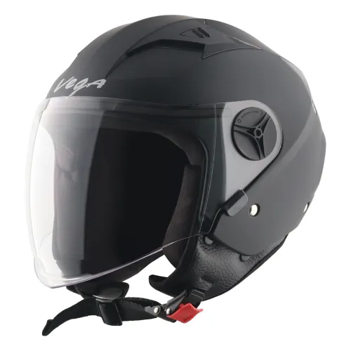 Image of Vega VO-05 Clark ISI Certified Open Face Motorcycle Helmet with High-Impact ABS Shell, Scratch-Resistant Visor